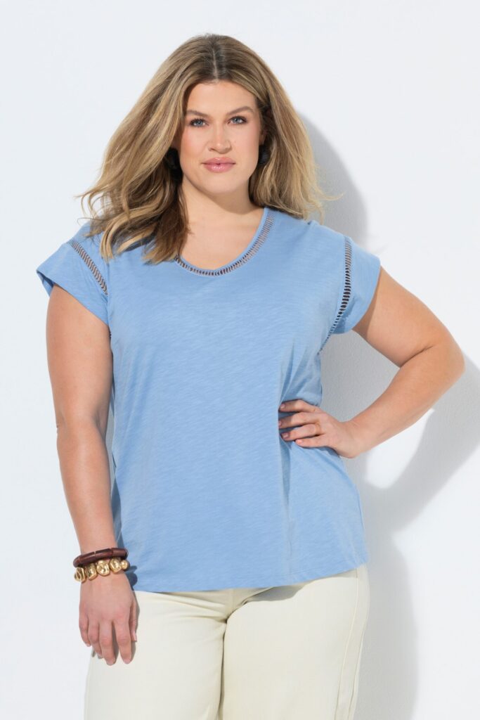 T-shirt oversized, από οργανικό βαμβάκι με λαιμόκοψη V