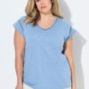T-shirt oversized, από οργανικό βαμβάκι με λαιμόκοψη V