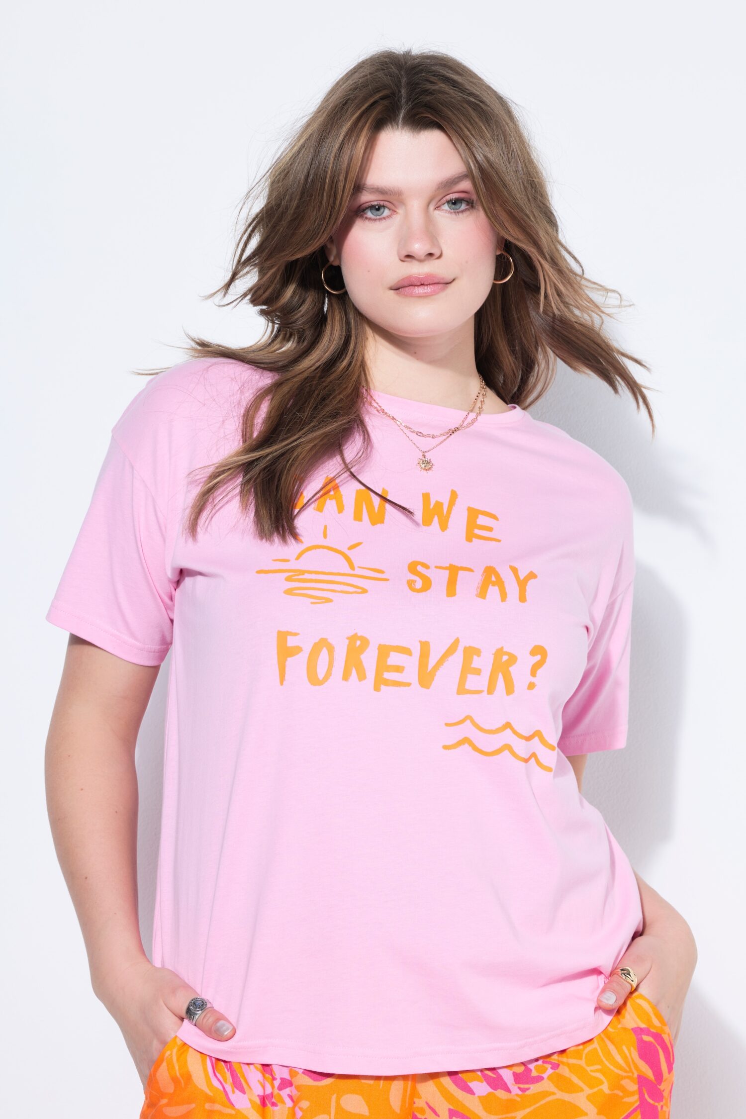 T-shirt oversized με τύπωμα "Can we stay forever?"