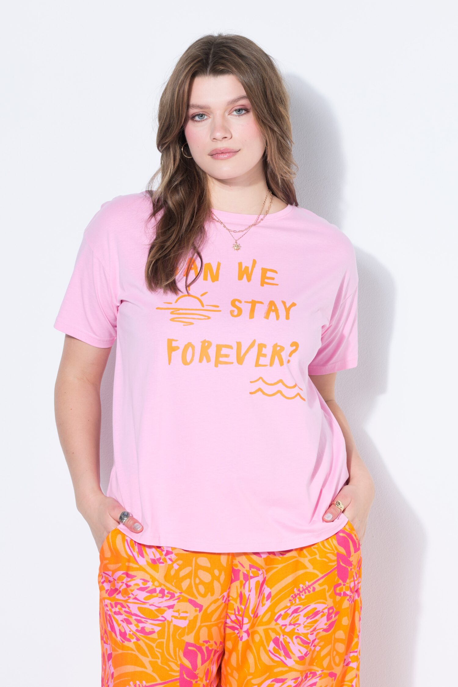 T-shirt oversized με τύπωμα "Can we stay forever?"