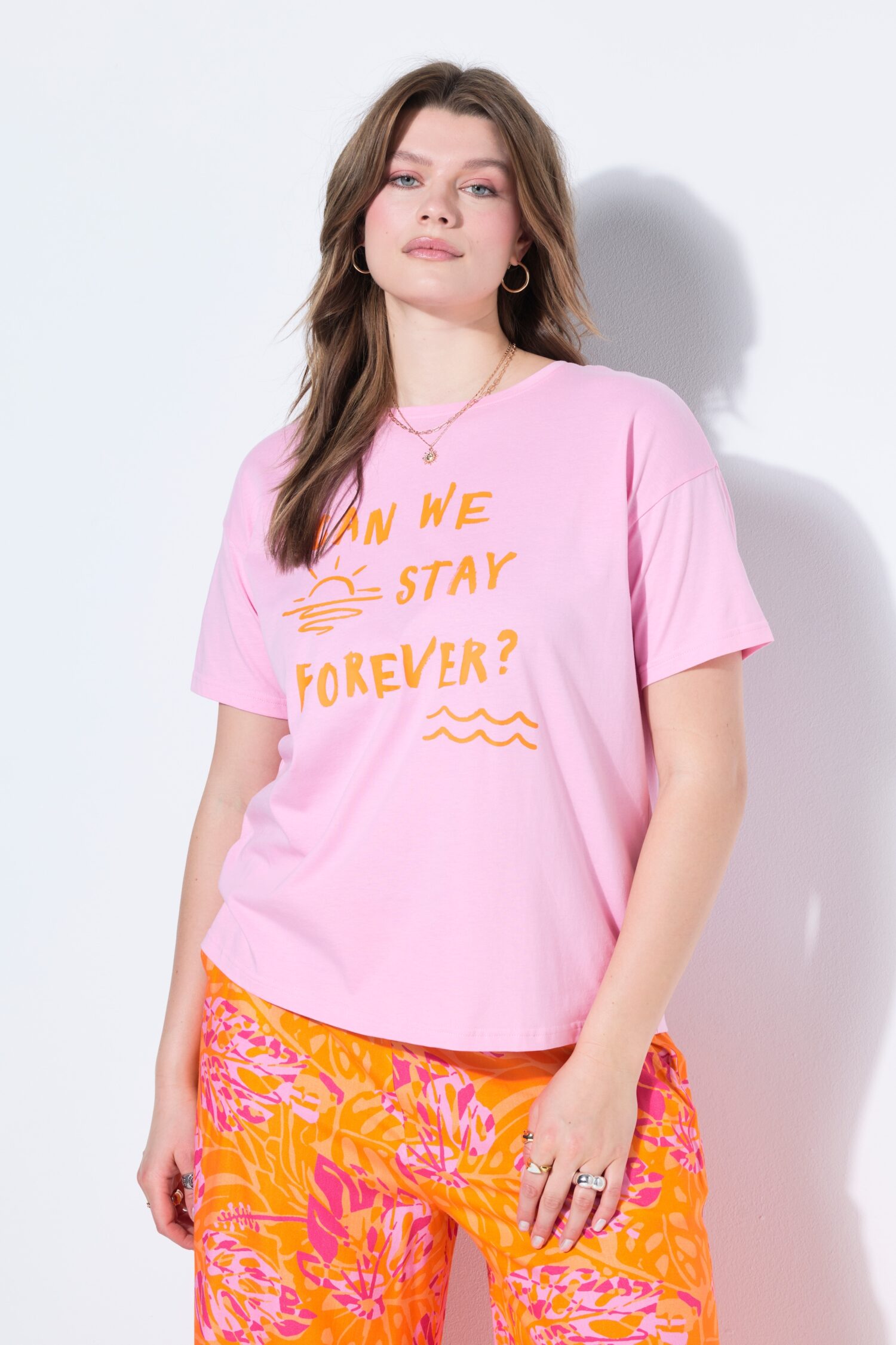 T-shirt oversized με τύπωμα "Can we stay forever?"