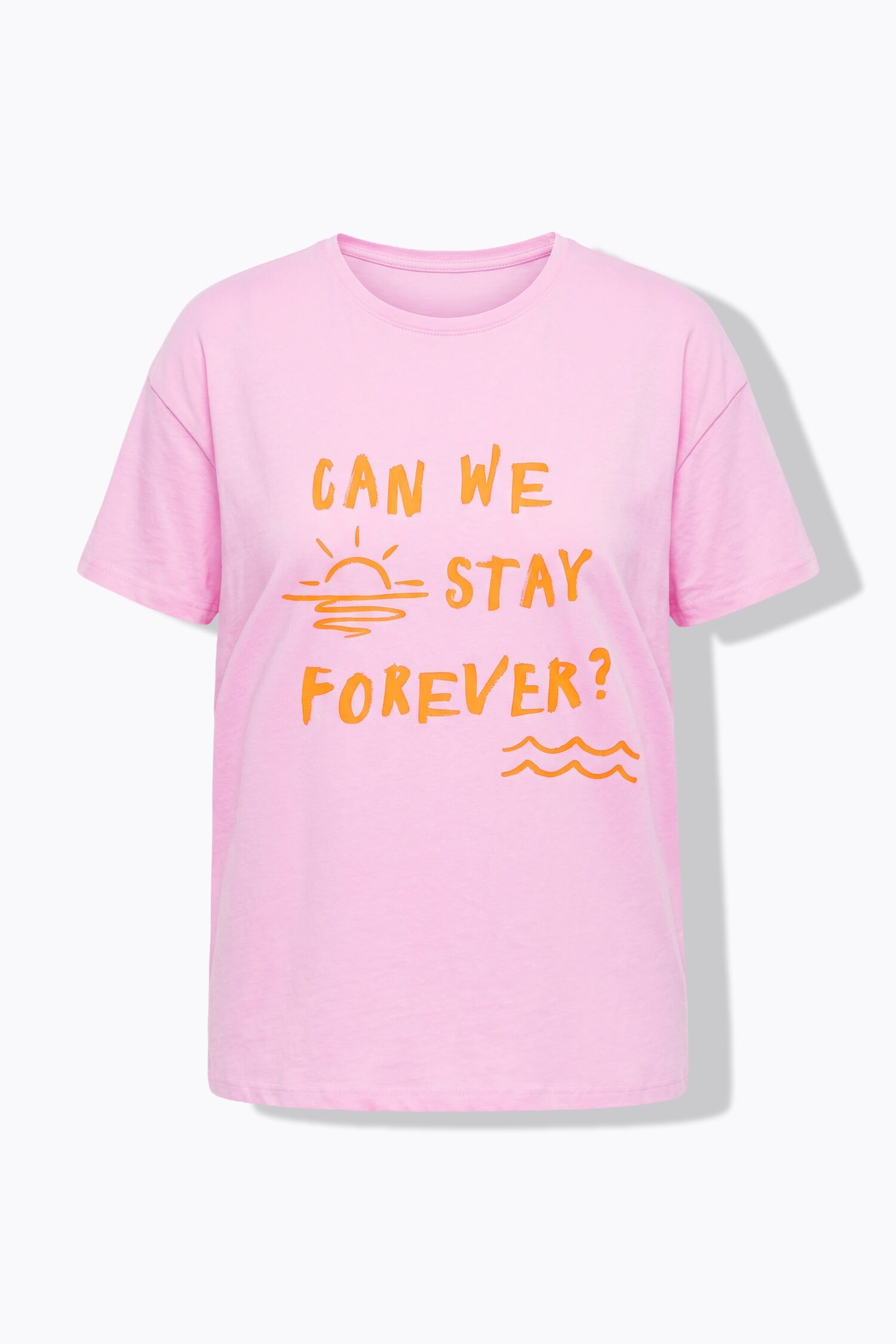 T-shirt oversized με τύπωμα "Can we stay forever?"