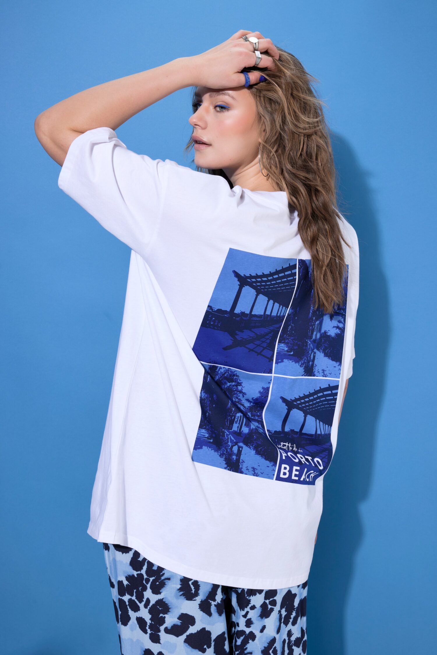 T-shirt oversized με τύπωμα PORTO BEACH