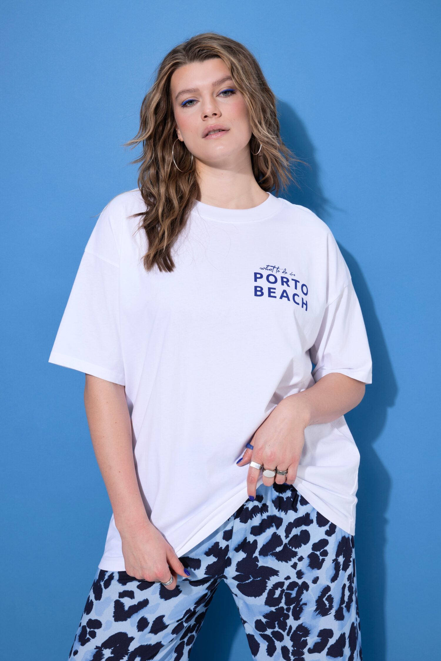 T-shirt oversized με τύπωμα PORTO BEACH