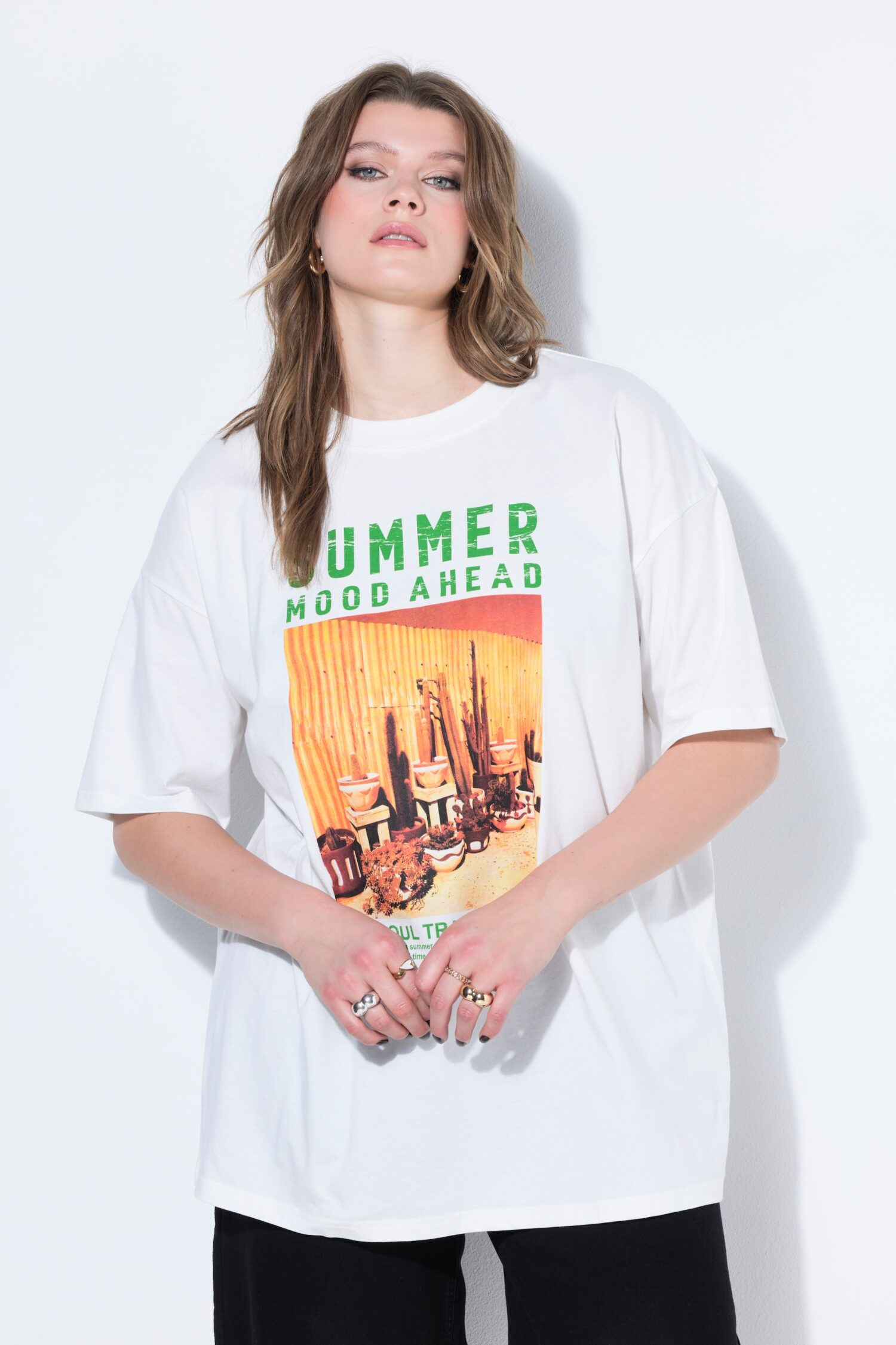 T-shirt oversized με τύπωμα Summer mood