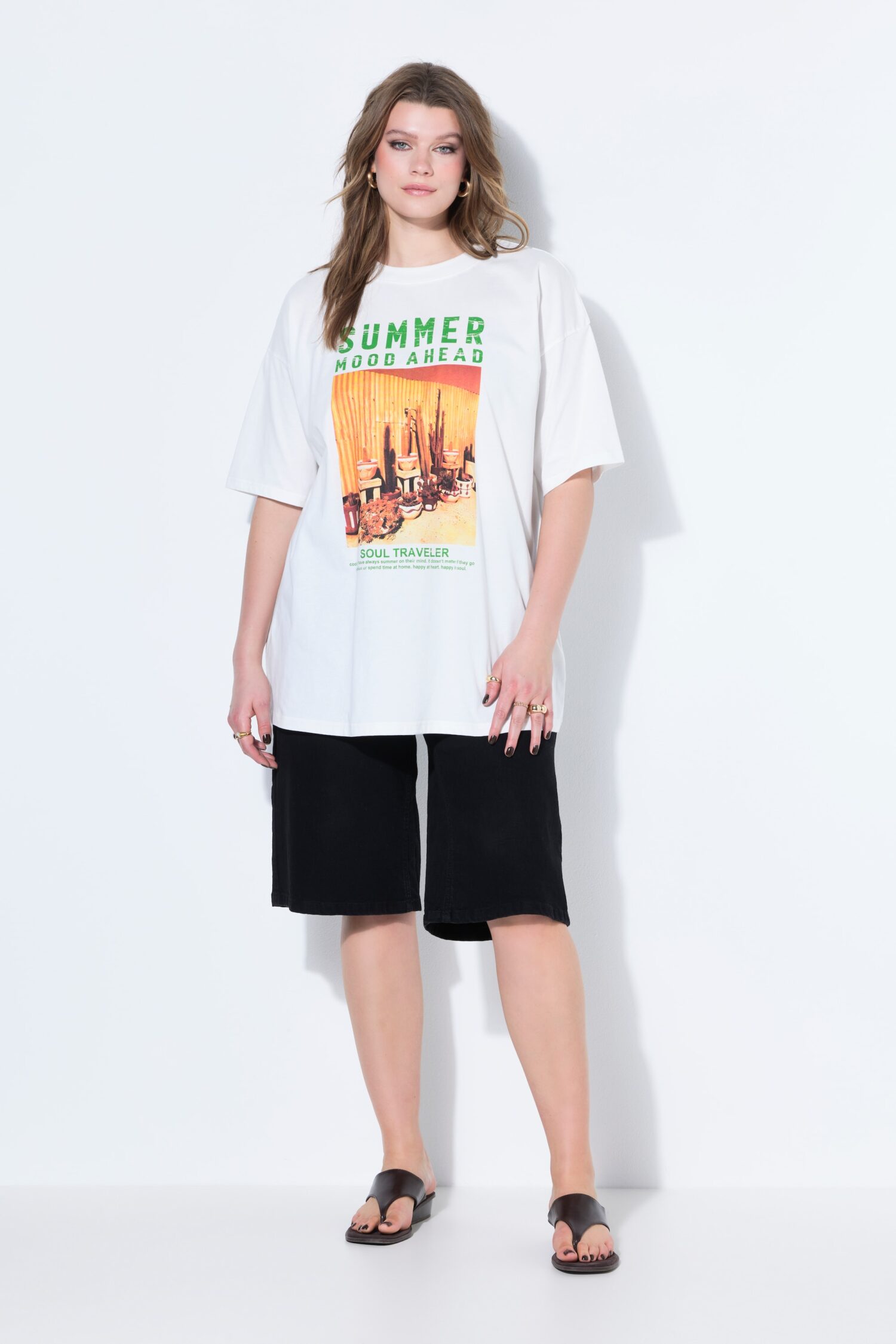T-shirt oversized με τύπωμα Summer mood