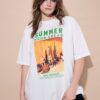 T-shirt oversized με τύπωμα Summer mood