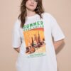 T-shirt oversized με τύπωμα Summer mood