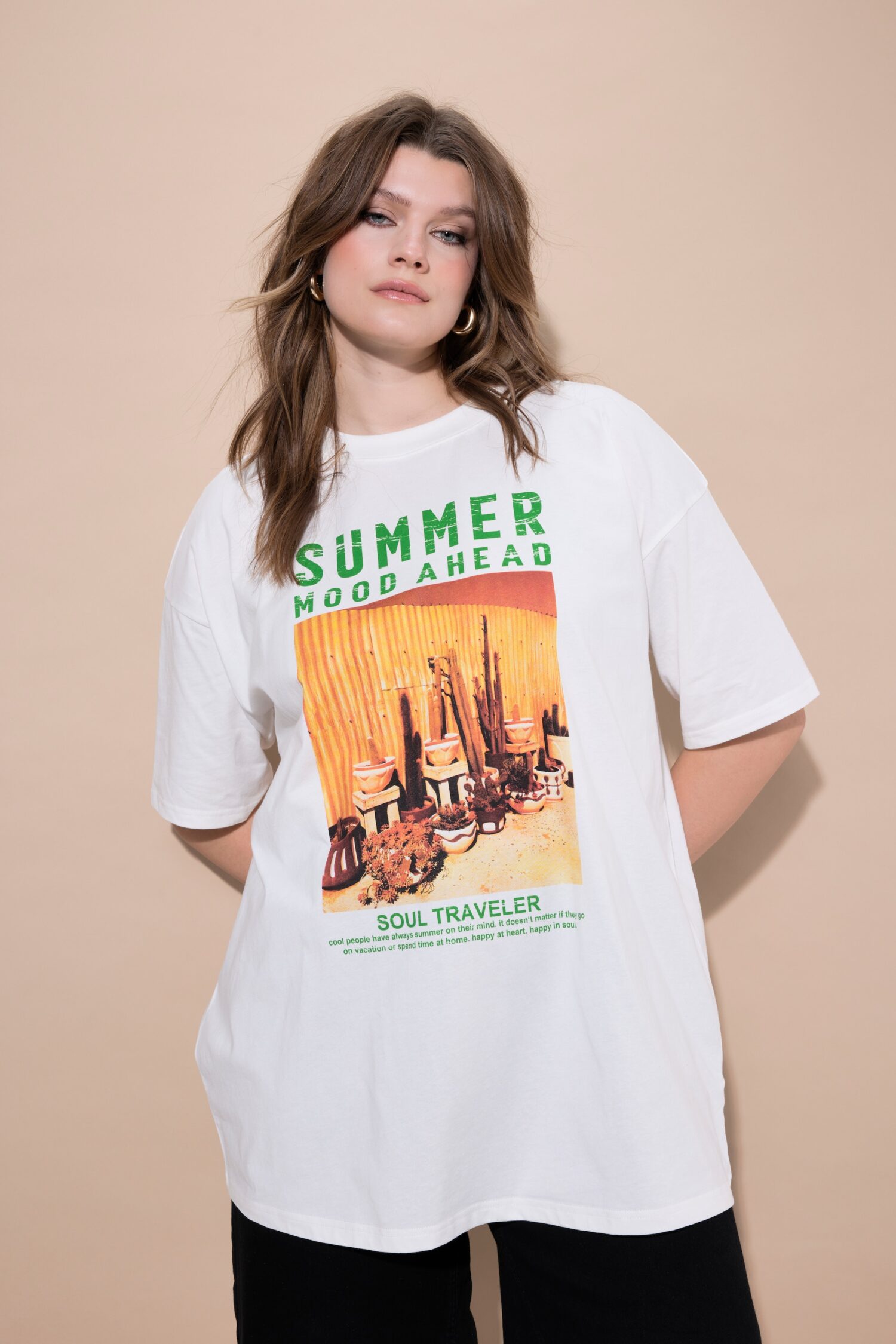 T-shirt oversized με τύπωμα Summer mood