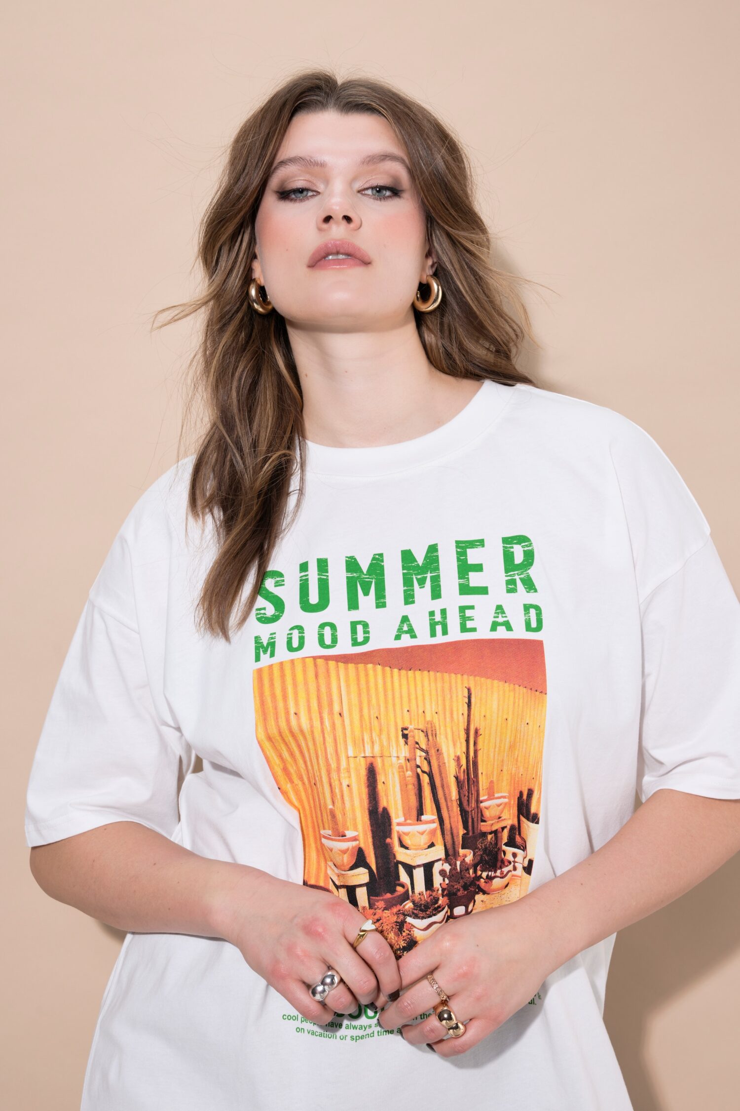 T-shirt oversized με τύπωμα Summer mood