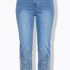 Τζιν παντελόνι mom fit με κέντημα στο τελείωμα