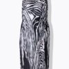 Φόρεμα πλισέ αμάνικο με στενή εφαρμογή και animal print