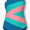Μαγιό ολόσωμο με απαλά cups και σχέδιο color blocking