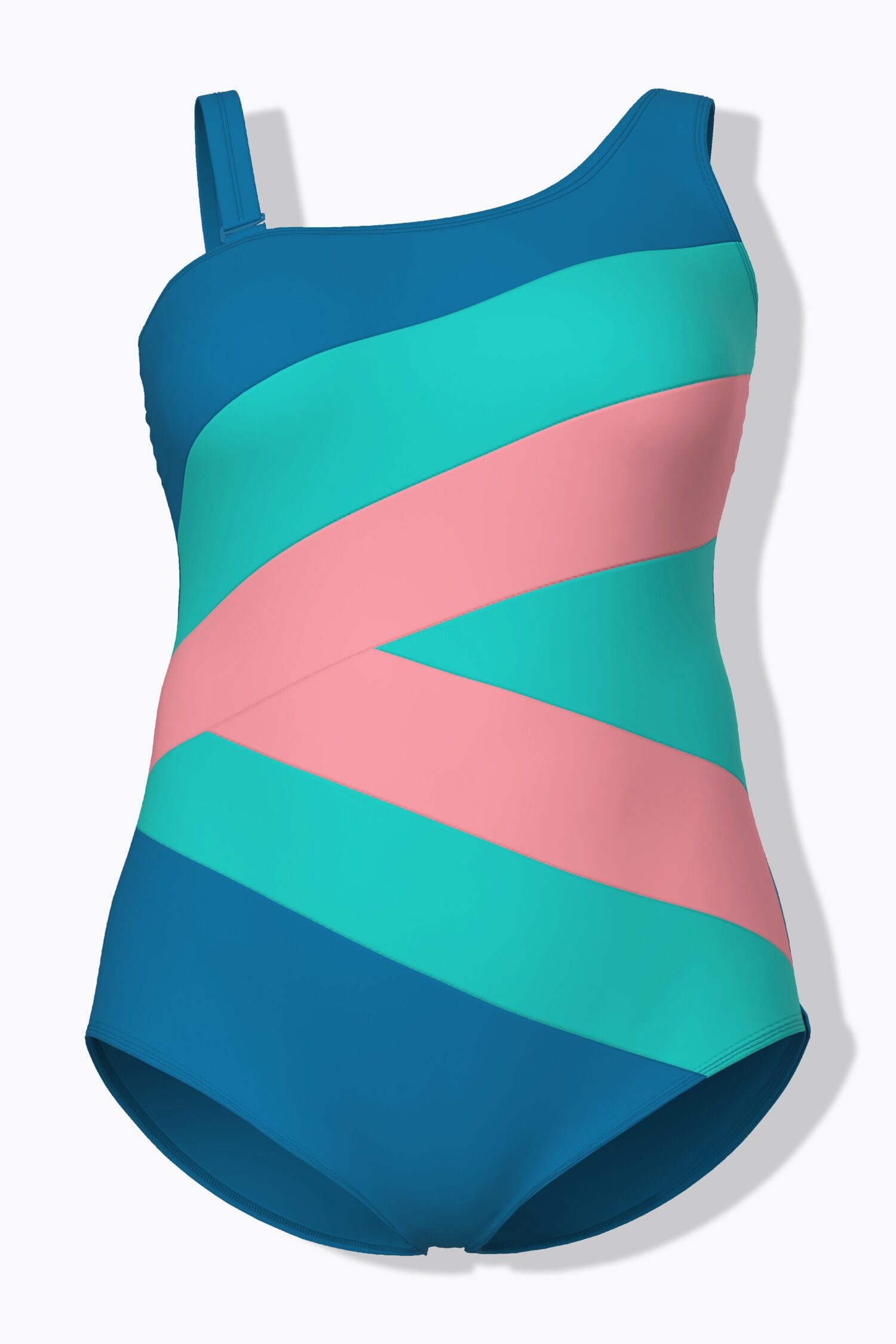 Μαγιό ολόσωμο με απαλά cups και σχέδιο color blocking