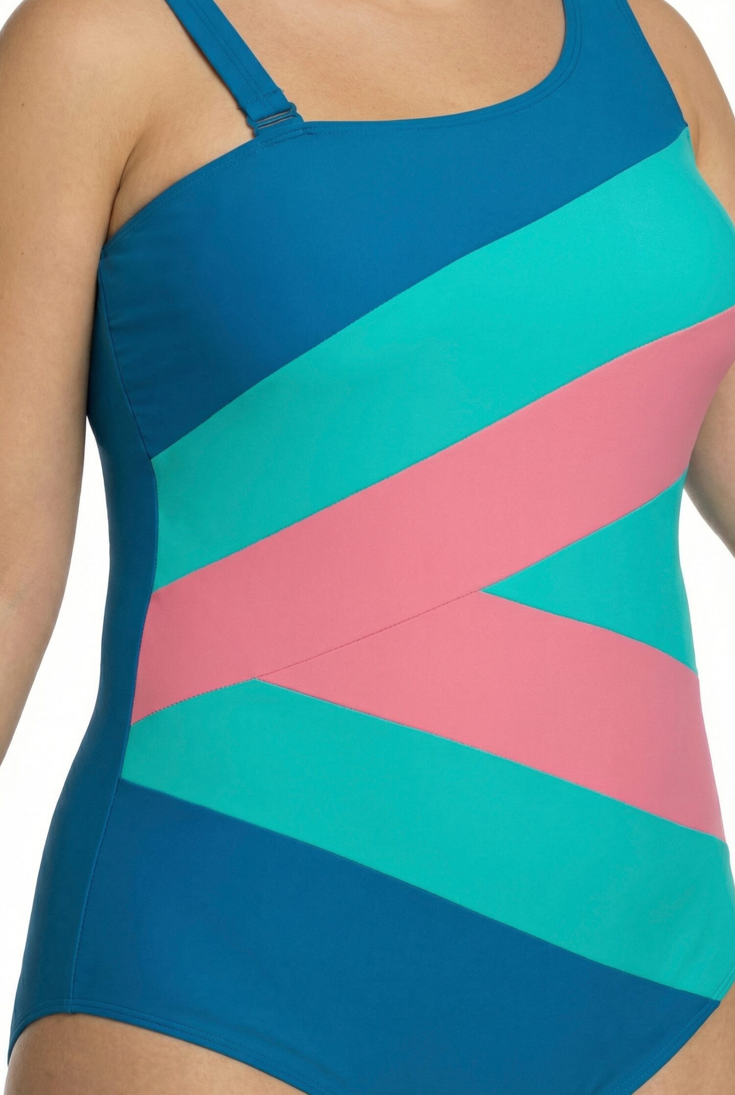 Μαγιό ολόσωμο με απαλά cups και σχέδιο color blocking