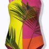 Μαγιό ολόσωμο με color blocking και μαλακά cups