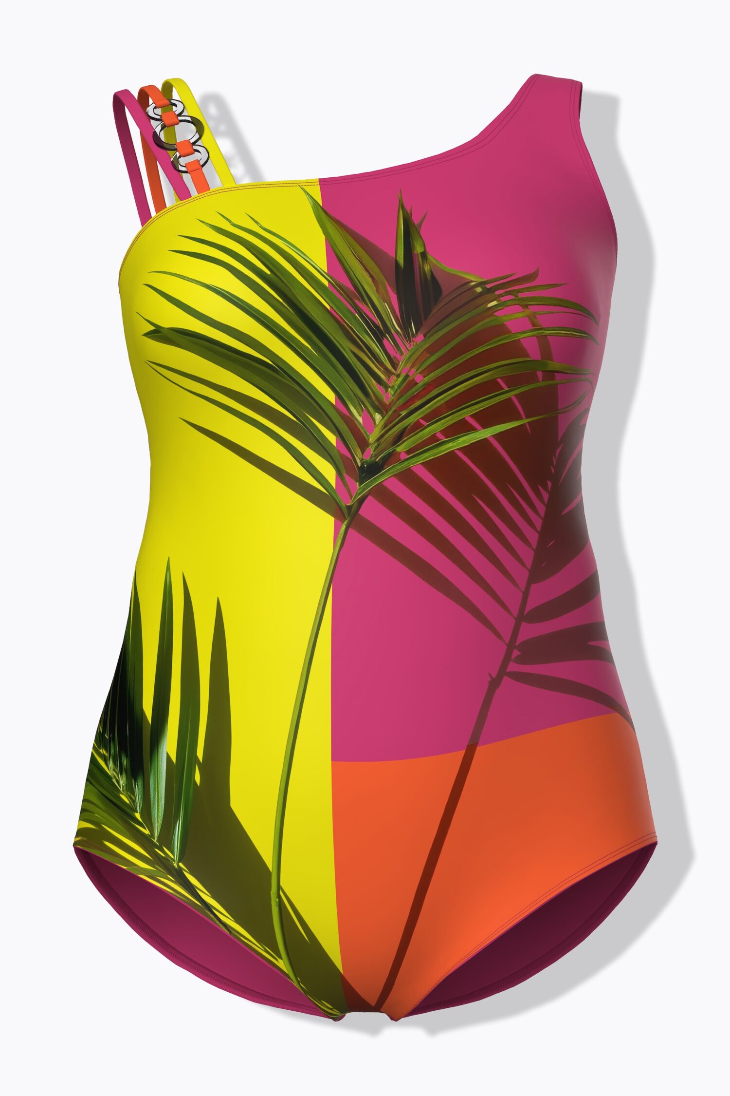 Μαγιό ολόσωμο με color blocking και μαλακά cups