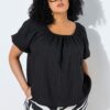 Μπλούζα κοντομάνικη oversized με αδιαφανή επένδυση