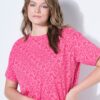 Μπλούζα oversized με λεοπάρ σχέδιο και χαμηλούς ώμους