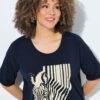 Μπλούζα oversized με στρογγυλή λαιμόκοψη και κοντά μανίκια