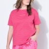 Μπλούζα oversized ριγέ με τύπωμα