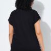 Μπλούζα ριγέ oversized με στρας και στρογγυλή λαιμόκοψη