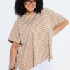 Μπλούζα ριγέ oversized με στρογγυλή λαιμόκοψη