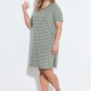 Νυχτικό oversized, ριγέ με κοντά μανίκια