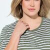 Νυχτικό oversized, ριγέ με κοντά μανίκια