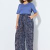 Παντελόνα φαρδιά με ελαστική μέση και animal print