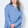 Πουκάμισο μακρύ oversized ριγέ με χαμηλούς ώμους