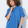 Πουκάμισο oversized, κοντομάνικο με destroyed λεπτομέρειες