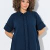 Πουκάμισο oversized, κοντομάνικο με destroyed λεπτομέρειες