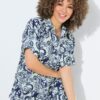 Πουκάμισο oversized με φλοράλ σχέδιο και κοντά μανίκια