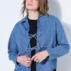 Πουκάμισο τζιν oversized με τσέπες και κορδόνια