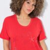 T-shirt oversized, κοντομάνικο με κέντημα ocean