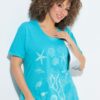 T-shirt oversized, κοντομάνικο με κέντημα ocean