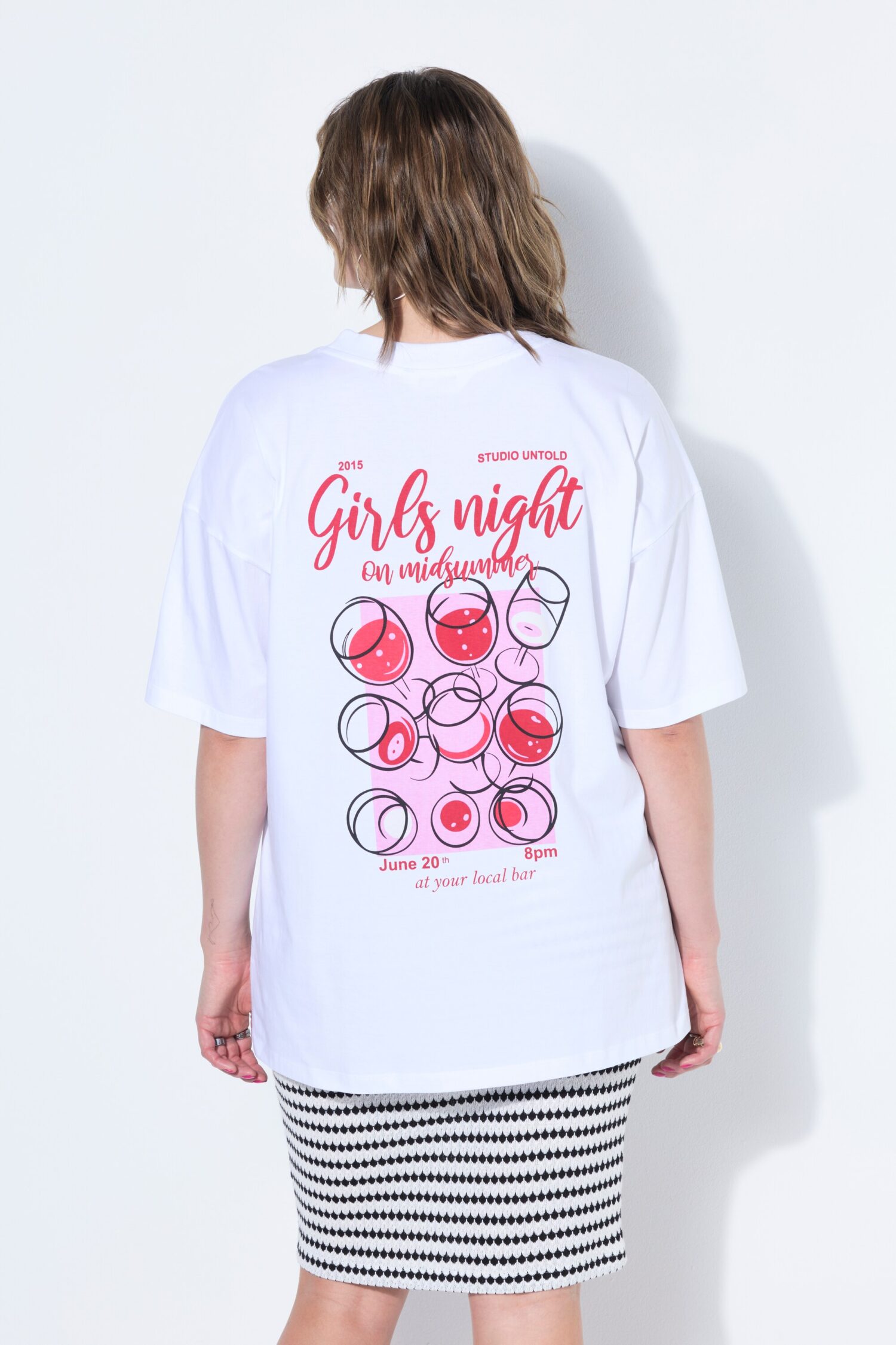 T-shirt oversized με τύπωμα Girls night