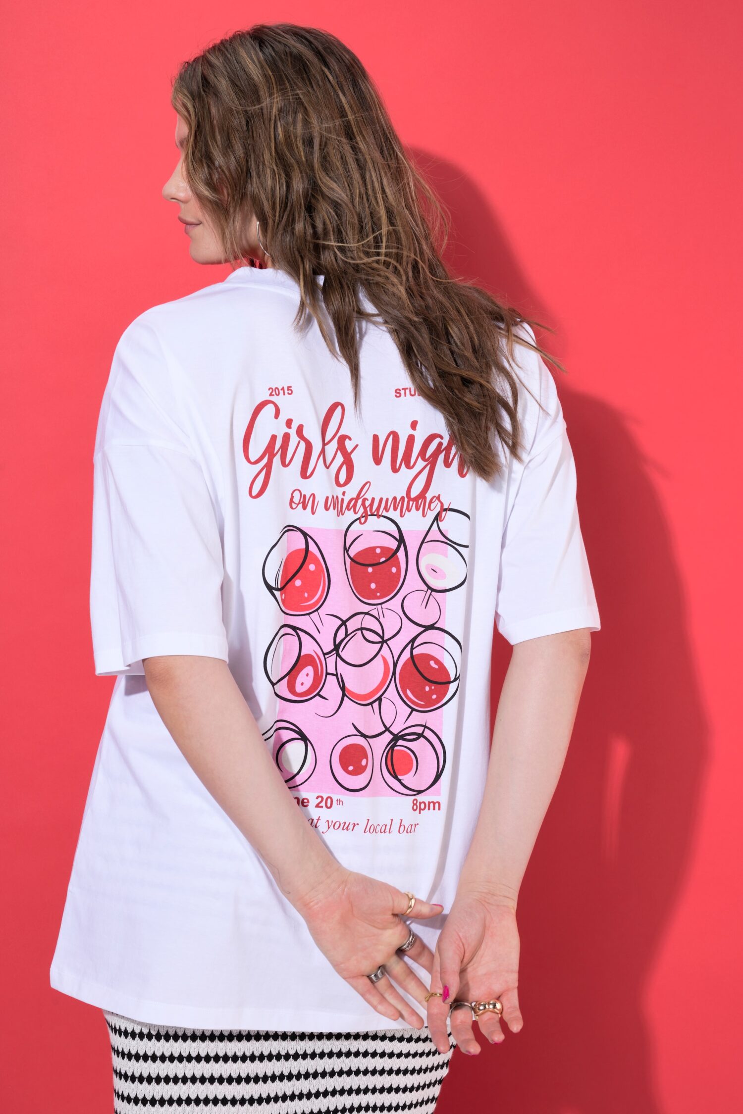 T-shirt oversized με τύπωμα Girls night