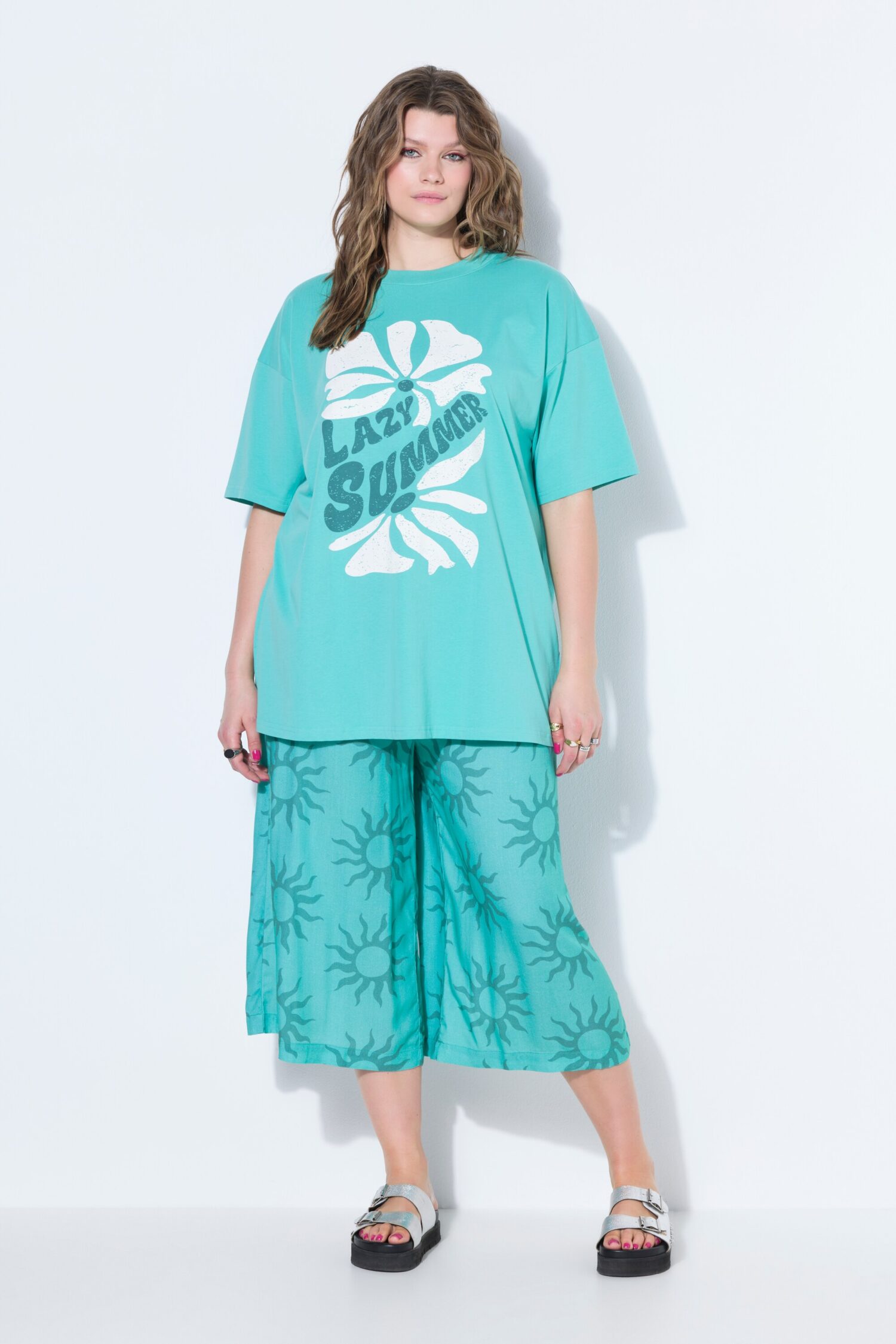 T-shirt oversized με τύπωμα lazy summer
