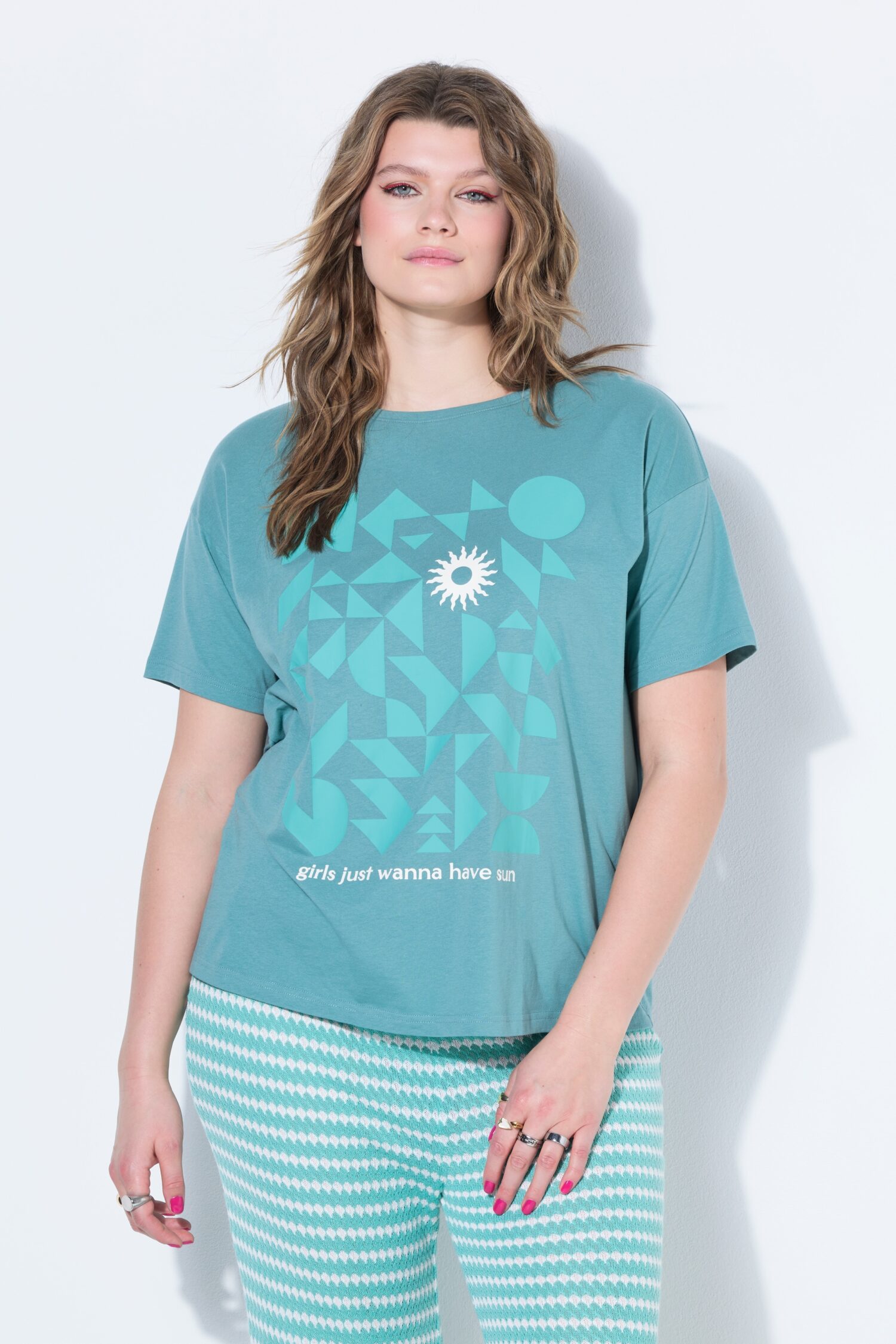 T-shirt oversized με τύπωμα "wanna have sun"