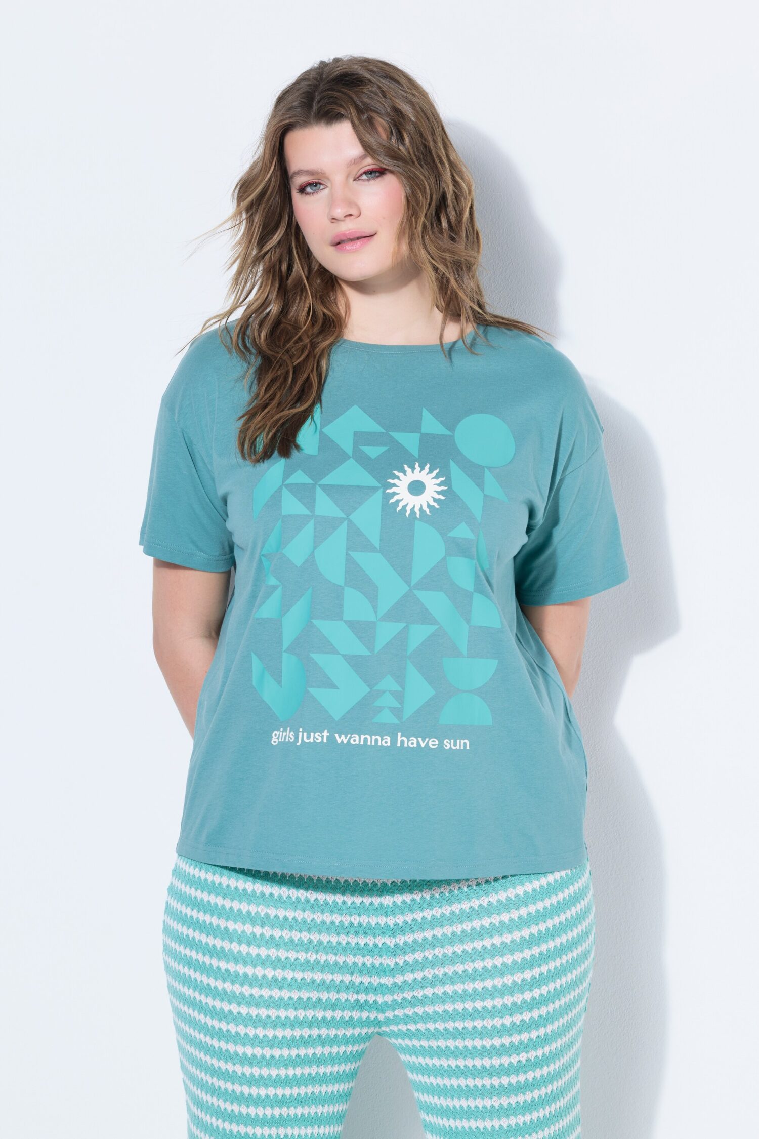 T-shirt oversized με τύπωμα "wanna have sun"