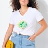 T-shirt σε γραμμή Α με τύπωμα και κοντά μανίκια