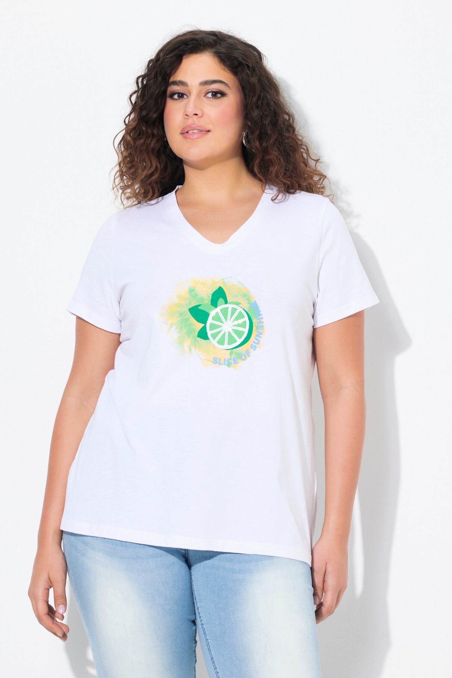 T-shirt σε γραμμή Α με τύπωμα και κοντά μανίκια