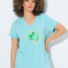 T-shirt σε γραμμή Α με τύπωμα και κοντά μανίκια