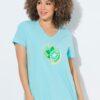 T-shirt σε γραμμή Α με τύπωμα και κοντά μανίκια
