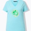 T-shirt σε γραμμή Α με τύπωμα και κοντά μανίκια