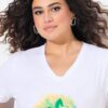 T-shirt σε γραμμή Α με τύπωμα και κοντά μανίκια