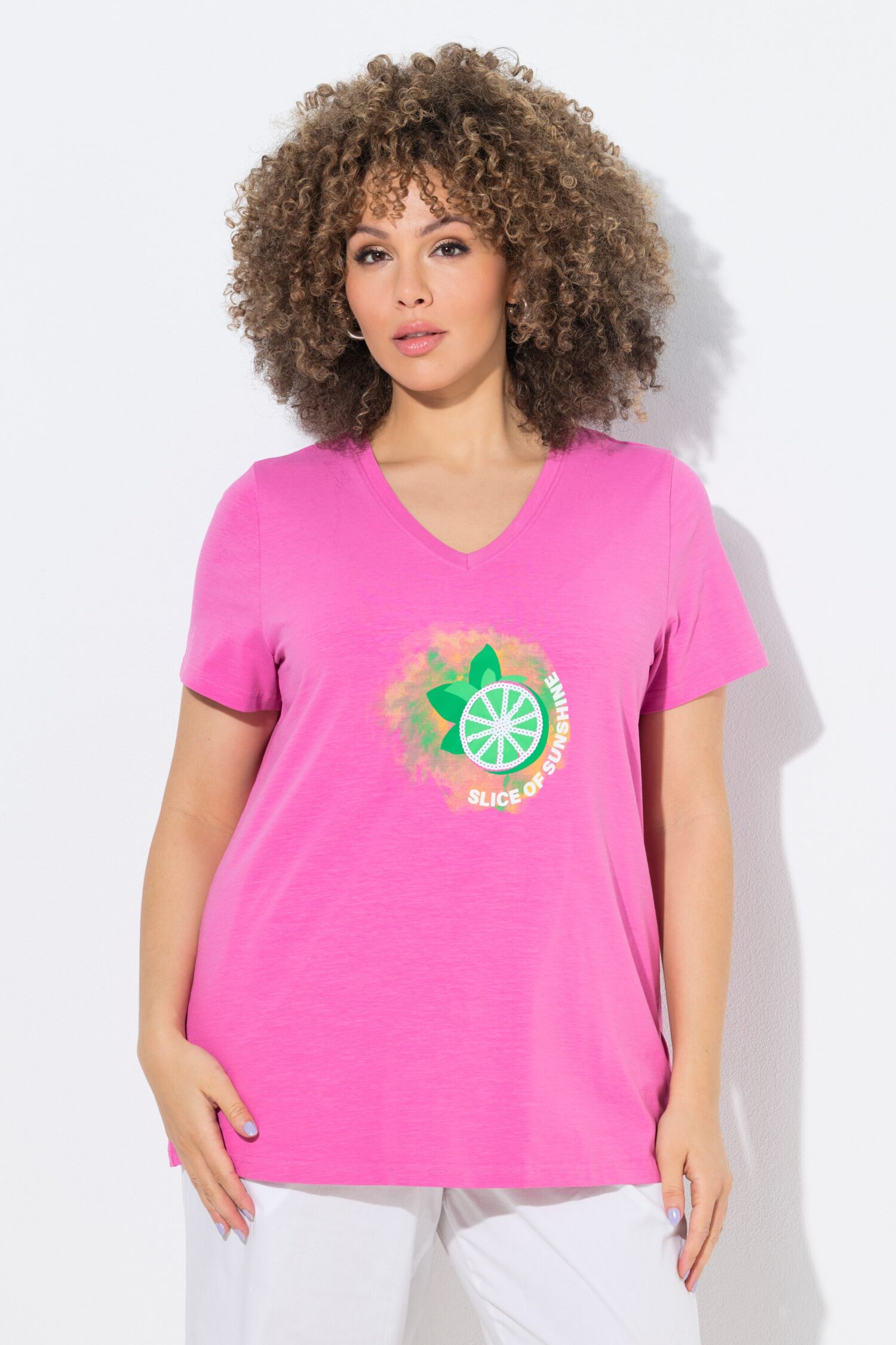T-shirt σε γραμμή Α με τύπωμα και κοντά μανίκια
