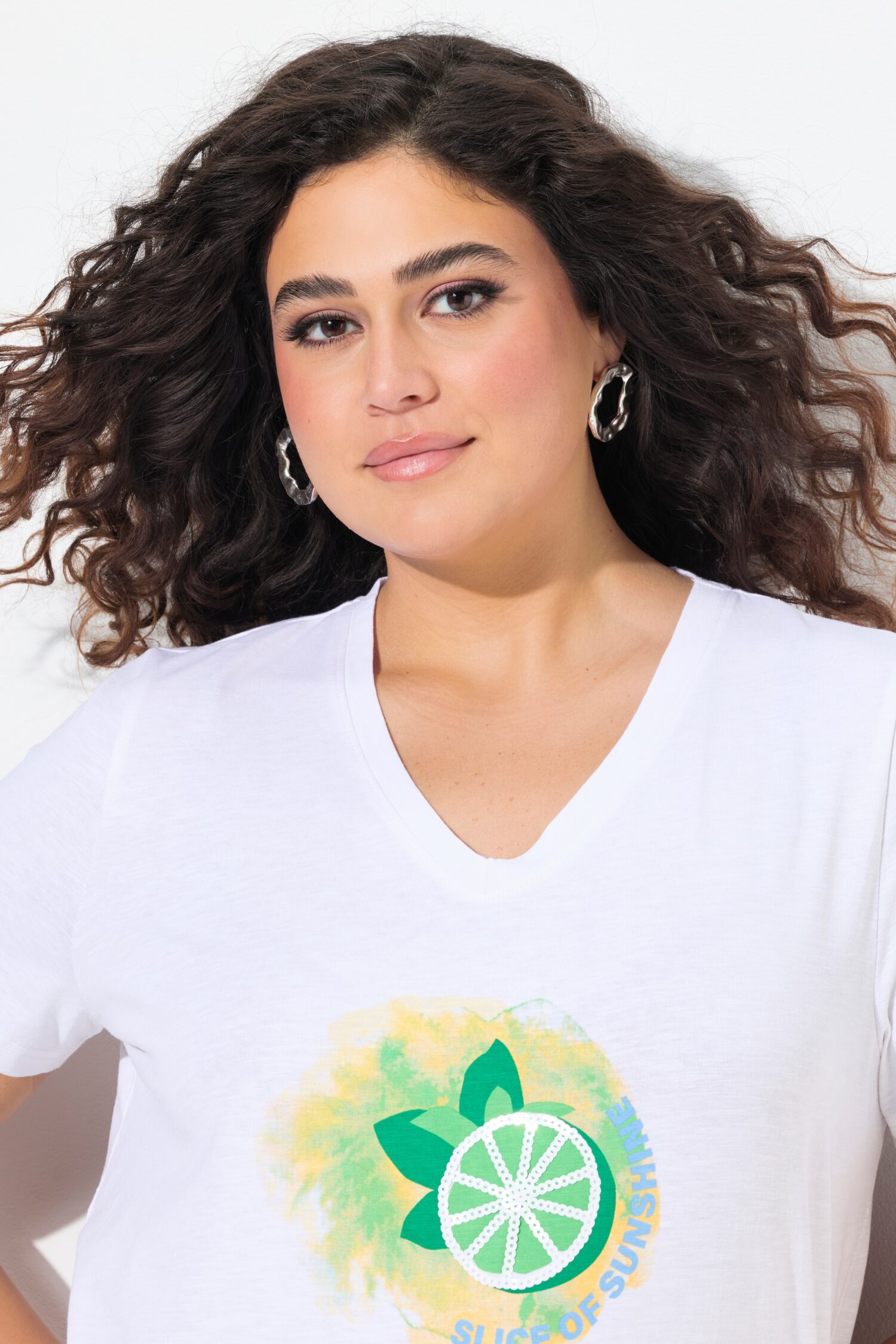 T-shirt σε γραμμή Α με τύπωμα και κοντά μανίκια